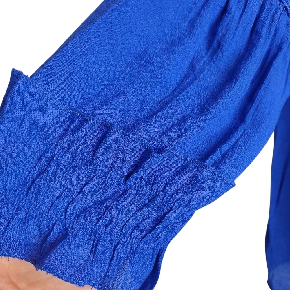 C Est. 1946 Women's Blue 3/4 Ruffle Sleeve Cowlneck Top Blouse Size XL NWT - Picture 5 of 11